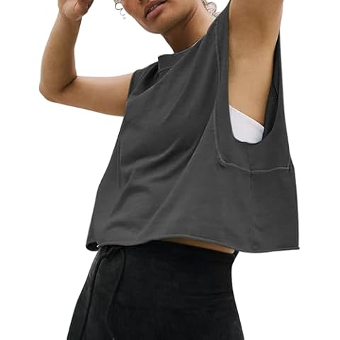 HUGOOME Tank Tops for Women 2024 Summer Sleeveless Shirts Darkgrey S Cover
