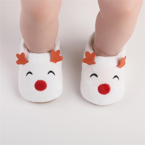 Baby Boy Girl Christmas Shoes Elk Christmas Tree Embroidery Fleece Flat Crib Shoes Winter Non-Slip First Walker3
