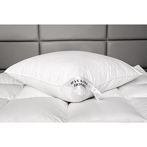Mayaadi-Home Premium Kopfkissen 80x80 cm | 1400g Füllung, 3 Kammern Daunenkissen + Federn | 100{88c2d1dd1eedce1c9033fd92ebed898b5a482441eb08e730b454fa10d15e5266} Natur Bezug aus Baumwolle | Optimales Kissen zum Schlafen | HS91 Mayaadi-Home Premium Kopfkissen 80x80 cm | 1400g Füllung, 3 Kammern Daunenkissen + Federn | 100{88c2d1dd1eedce1c9033fd92ebed898b5a482441eb08e730b454fa10d15e5266} Natur Bezug aus Baumwolle | Optimales Kissen zum Schlafen | HS91