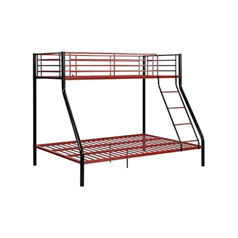 Litera ELEVATIO IV de 90 x 190 cm en acero negro y rojo con somieres Cover