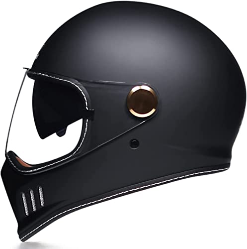 NAIQIALUO Caschi Moto Integrali Vintage per Adulti Uomo Donna Doppia Visiera Approvata DOT/ECE per Moto Ciclomotore ATV Scooter Casco Moto Stile Classico A,XL59-60CM