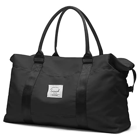Suruid Travel Bag Weekender Carry on for Women, Travel Tote Bag Sports Gym Duffel Bag Overnight Bag with Wet Pocket, Sports Travel Duffel Bag for Women Girls Travel, Gym, Yoga, School, Black1 Cover