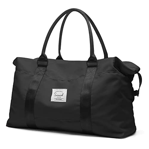 Suruid Travel Duffel Bag, Sports Tote Gym Bag For Women Gym Bag With Wet Pocket And Shoe Compartment Weekender Overnight Bag For Travel, Gym, Sports And Carry On, Black (No Shoulder Strap) #TOP29