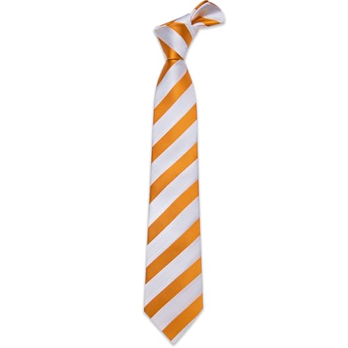 Image of YourTies Striped Ties for Men Classic Woven Silk Necktie with Handkerchief Cufflinks Set Formal Business Party Wedding