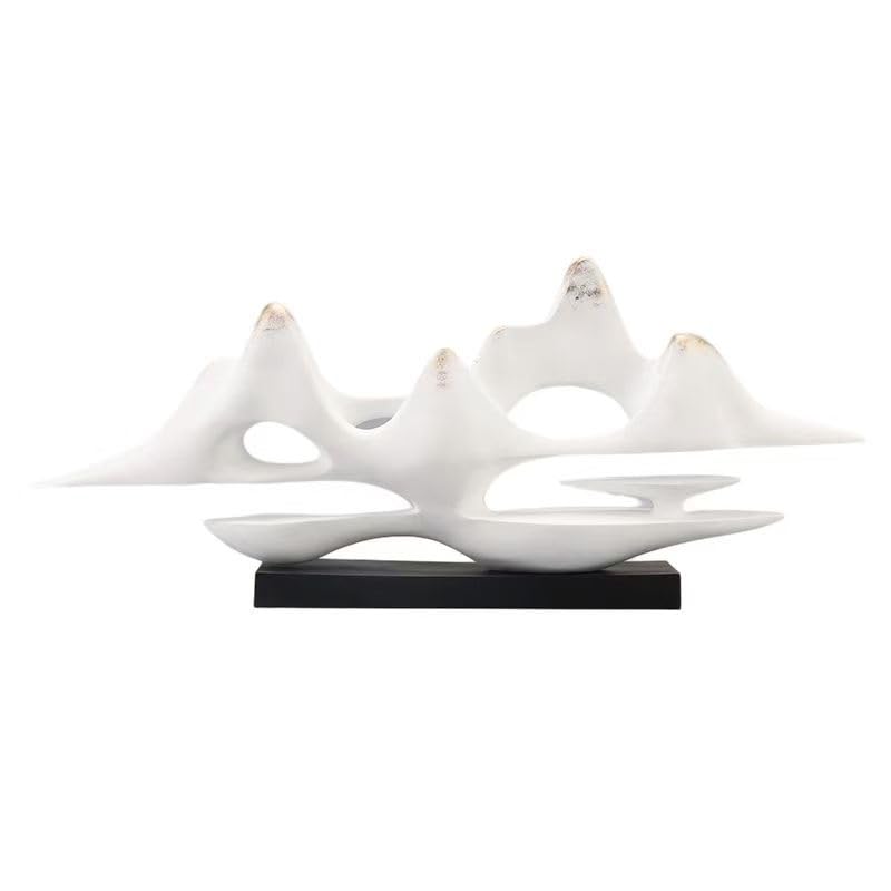 Sculpture abstraite de montagne bleue en résine minérale, déco moderne de 35cm