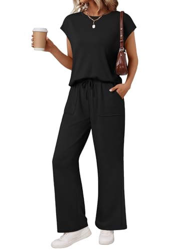 AUTOMET Womens 2 Two Piece Lounge Sets 2026 Summer Travel Outfits Vacation Clothes Pant Top Matching Clothing Trendy Airport Resort Wear Beach Fashion Sweatsuit Sweat Suit Loungewear