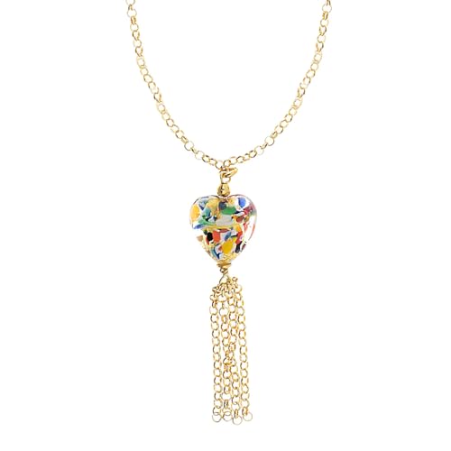 Collier en verre de Murano véritable et chaîne argent 925 pendentif 12mm