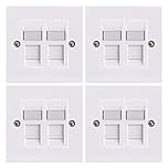 LEENUE RJ45 Socket Cat6, Double Socket RJ45 Network Wall Plate 2 Port with Keystone Jack, 4 Pack White