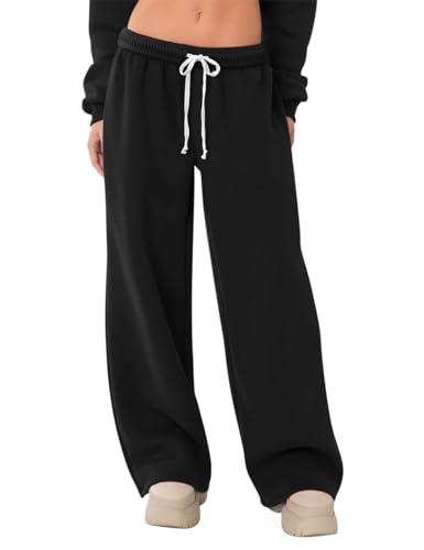 Amazon.com: HeSaYep Women's Fleece Lined Sweatpants Wide Leg Baggy