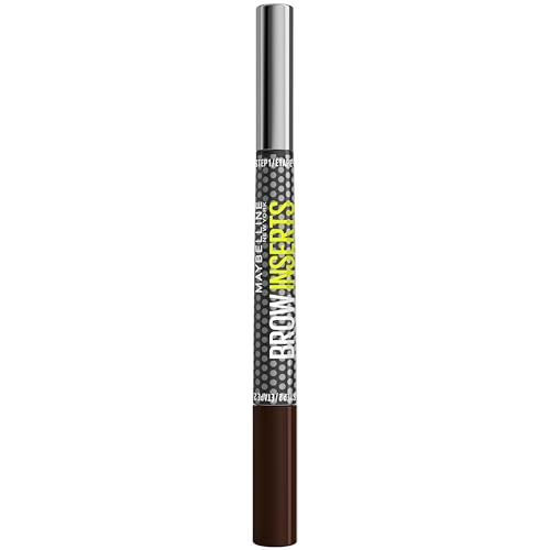 Maybelline New York Lápiz de Cejas 2en1 Brow Inserts, Rotulador Punta Triple y Gel, Rellena y Aporta Volumen, Resiste Hasta 36H, Acabado Natural, Waterproof, Tono: 6 Black Brown, 1.25ml