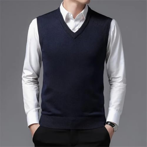 Men Slim Fit Knitted Pullovers V-Neck Sleeveless Business Wool Sweaters Vest 6