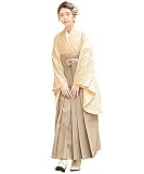 [SOUBIEN] ソウビエン 袴 4点 セット (二尺袖着物/袴/長襦袢/下帯) レディース 卒業式 レース S 2尺3寸 87cm クリーム×ベージュ nis00582-hml00142