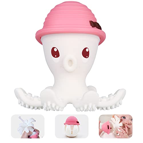 Mombella Octopus Squishy Silicone Teethers for Infants 3-18 Months, Baby Teething Toys, Perfect for Girl's Baby Shower Registry