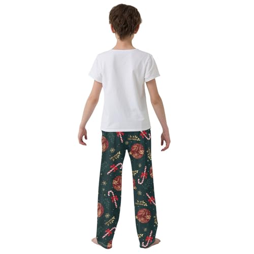 Boys' Pants Christmas Candy Canes Snowflakes Long Bottoms Jogger Pants Elastic Waist Trousers with Pockets S-XL3