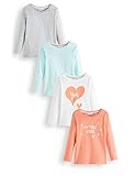  Amazon-Marke: RED WAGON Mädchen Langarmshirt Graphic, Mehrfarbig (Grau,Blau,Weiß,Orange), 146, Label:11 Years