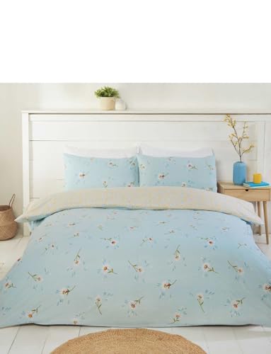 Rapport Home Juego de Funda de edredón Reversible para Cama Individual, diseño Floral Azul