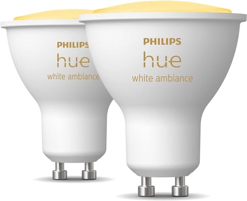 Image of Philips Hue Smart 60W GU10 LED Bulb - White Ambiance Warm-to-Cool White Light - 2 Pack - 400LM - Indoor - Control with Hue App - Works with Alexa, Google Assistant and Apple Homekit