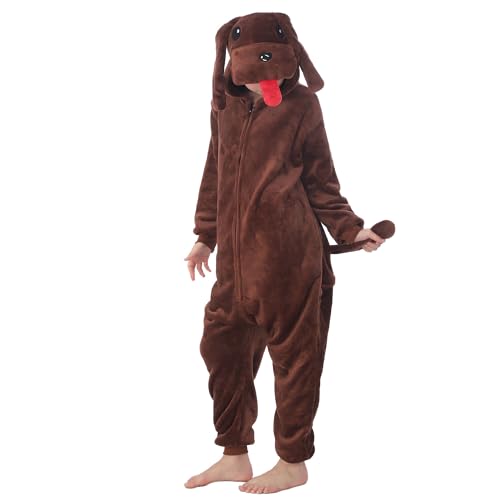 WAFUNNE Animal Onesie Costume for Kids Child Boys Girls Womens Mens Cosplay Halloween Costumes Easter Onesies Tedy Dog 130