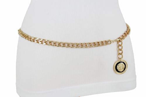 TrendyFashionJewelry Women Dressy Fashion Metal Chain Side Lion Charms Waistband Belt High Waist Hip Gold Color S M, One size fits Small - Medium4