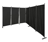QUICK STAR Paravent 6 Teilig 340x165cm Schwarz - Garten & Balkon...