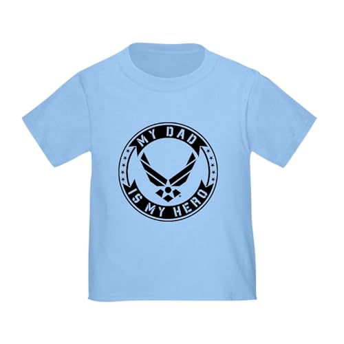 CafePress U.S. Air Force My Dad is My Hero T Shirt Toddler Graphic Tee, 100% Cotton Baby Blue