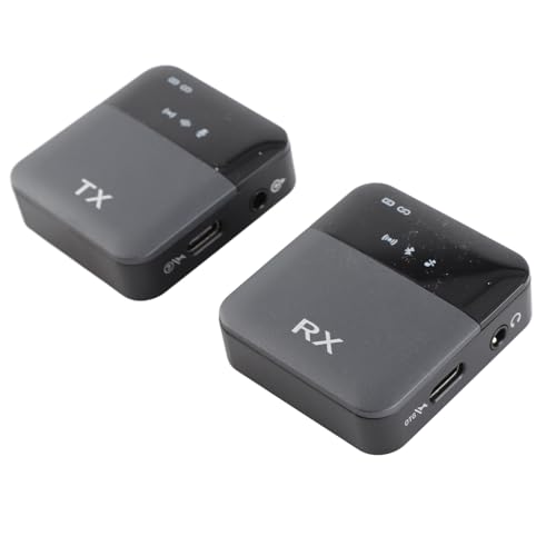 Microfono a Condensatore Omnidirezionale, Ampio Raggio di Trasmissione Wireless, Ampia compatibilità, Monitoraggio in Tempo Reale, Microfonico Wireless con 1 Trasmettitori + 1 (BLACK)