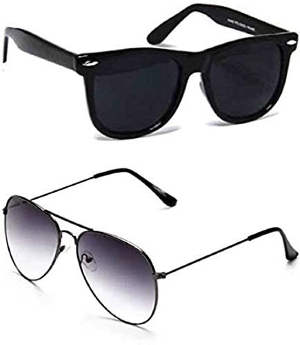 Image of UV-Protected Unisex Wayfarer And Aviator Combo Pack Of 2 Sunglasses