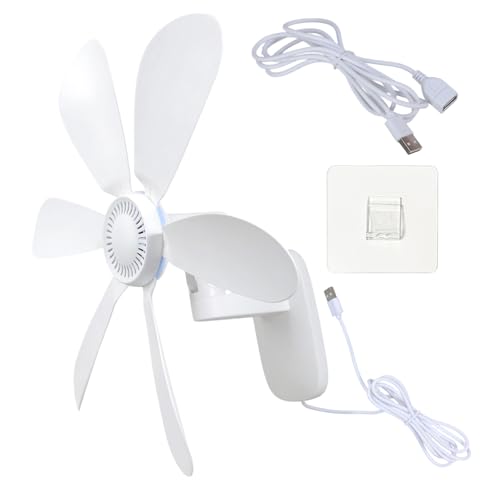 FANSHINUO Ventilador de pared USB de 5 V con cable USB de 39.36 pulgadas, diseño de ahorro de espacio, funcionamiento silencioso para dormitorio, cocina y baño