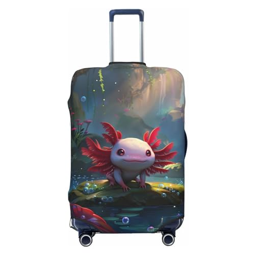 VOSERY Travel Luggage Cover - Pond Cute Axolotl Washable Suitcase Covers Protector Fits 18-32 Inch Luggage