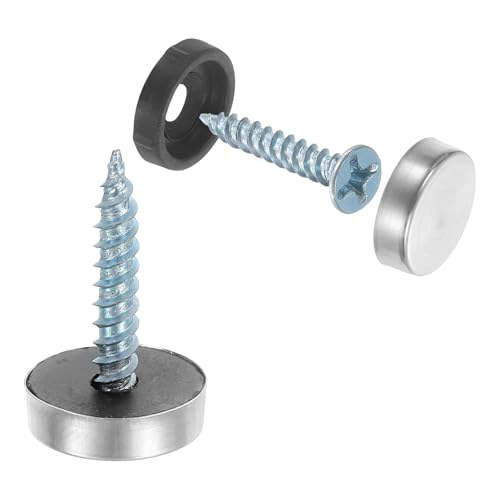 sourcing map 12pcs Screw Covers Caps, 14mm Dia Stainless Steel Mirror Screws Decorative Cover Caps Nails Flat Gasket Mirror Screw Fasteners for Sign Advertising Hardware Construction, Silver