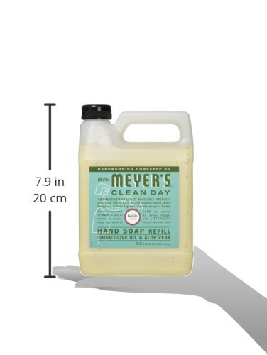 MRS MEYERS CLEAN DAY Soap Refill, Liquid Basil, 33 Ounce (Pack of 6)