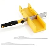 Gehrungslade mit Japansäge Set, 4-teiliges Handsäge-Set für präzise Gehrungs- & Winkelschnitte in Holz & Kunststoff – Gehrungssäge Mit 3 Sägeblättern für Heimwerken, Möbelbau & Modellbau