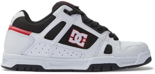 DC Men's Stag Low Top Skate Shoe, White/Black/RED, 12 | Image 2