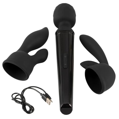 Vibromasseur baguette 40 Years avec accessoires pour massage intime noir