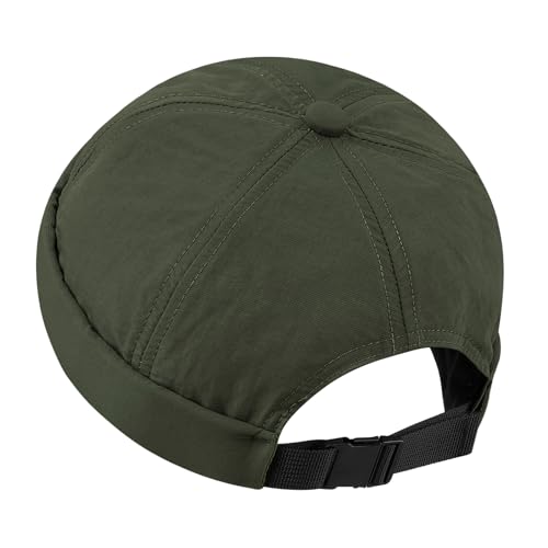 Croogo Mesh Retro Worker Cap Landlord Hat No Visor Watch Cap Casual Skullcap Sailor Fisherman Leon Brimless Hats Green-CT81