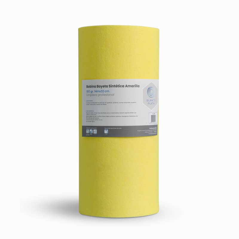 BLANCO PLATA Blancoplata - Rollo Bayeta Precortada Multiusos Color Amarillo.Resistente y Absorbente- 32cm Ancho 14 m Largo 180GR