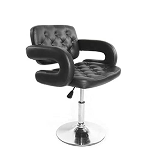 Cris Nails - sillón Profesional de peluquería, 360º giratoria con Base Fijo de Metal, Asiento Suave y cómodo de Material Piel Negro