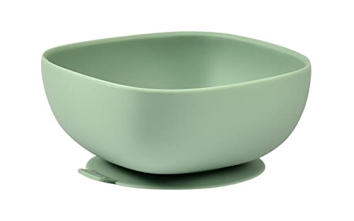 BÉABA, Bol de Silicona con Ventosa, Cuenco para Bebés y Niños, Antideslizante, Antivuelco, Se adhiere a la perfección a la mesa y bandeja de la trona, Microondas, Comida Infantil, verde salvia