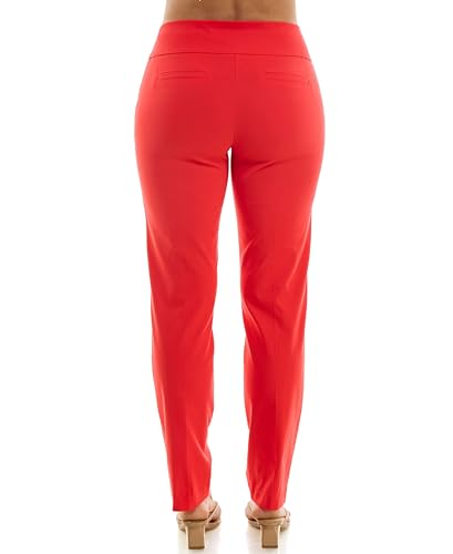 Zac & Rachel Women's Millennium Fabric - Slim Leg Pull-On Pant, Poppy Red, 8P4