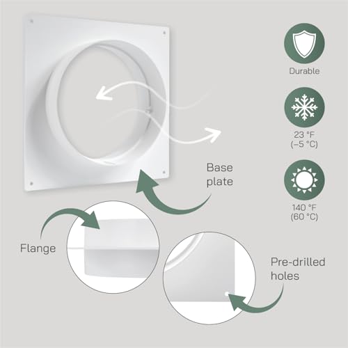 Vent Systems 150 mm Lüftungskanalverbinder Flansch gerade Lüftungsrohr Kunststoff Kanalverbinder Platte für Kühlung Heizung Lüftungssystem HVAC 15 cm