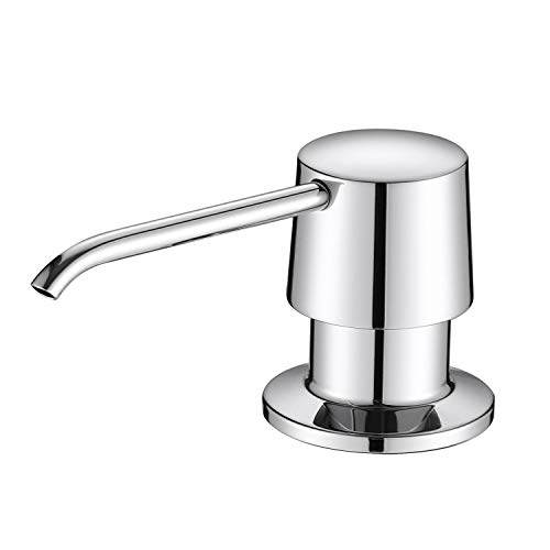Lonheo Soap Dispenser for Kitchen Sink, Countertop Kitchen Sink Soap Dispenser Refill from the Top, Brass Pump Head 17 OZ Large Soap Bottle, Built in Sink Soap Dispenser for Bathroom Kitchen, Chrome