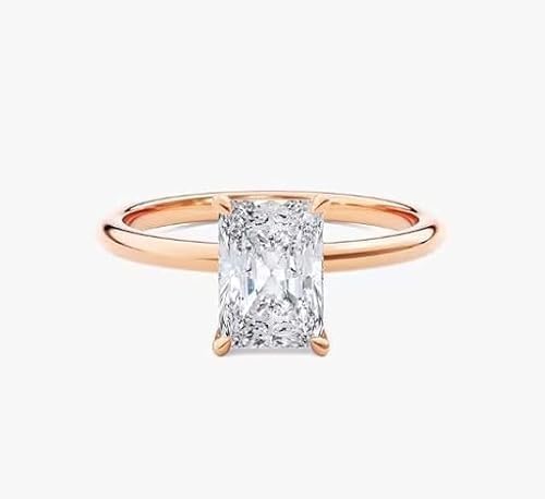 Purvika Jewels 2.00 Carat Radiant Cut Lab Created Diamond Solitaire Engagement Ring, 925 Sterling Silver, 14K White Gold Finish