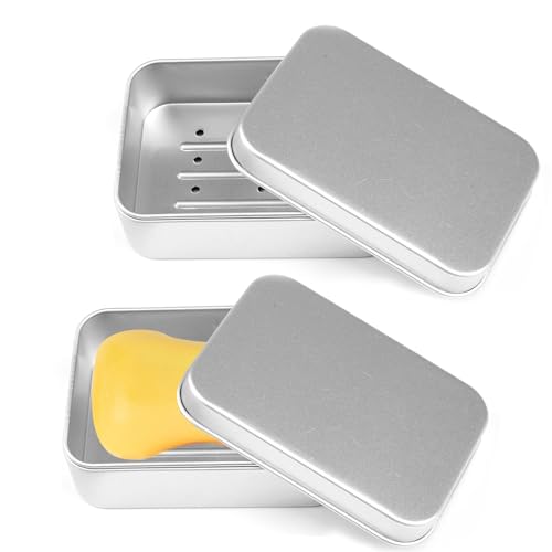 Wekuw 2 Pièces Boite Savon Voyage Boites Solide Porte Savon en Aluminium Boîte à Savons Voyage Caisse à Savon Porte Excellent pour la Maison Ou Les Voyages