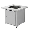 Endless Summer 30 Inch Square Outdoor 50,000 BTU LP Gas Fire Pit Table with Steel Mantel, Slate Finish, and Black Fire Glass, Gray