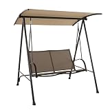 Garden Winds Durable 350 Replacement Canopy Top Compatible with Mainstays Two Person Swing Models MS17-301-004-01, MS17-301-004-03, GSS00240A - Beige
