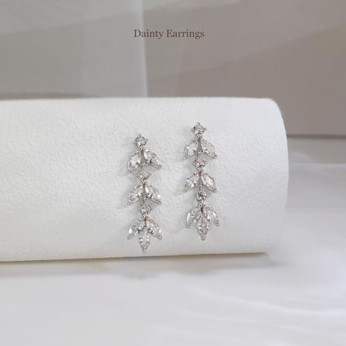Dainty Dangle Earrings Elegant Marquise Leaf Cubic Zirconia Drop Earrings Wedding Prom Parties Earrings Stylish Jewelry Gift4