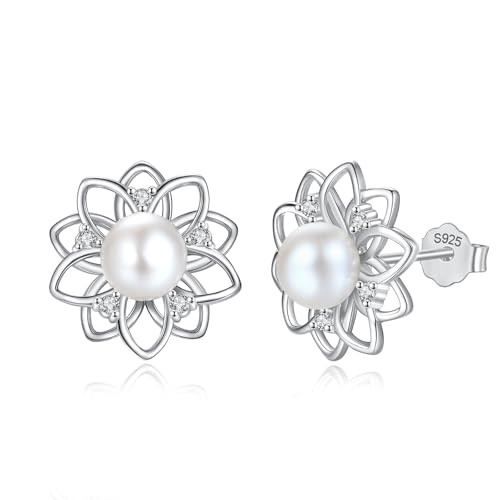 Pearl Stud Earrings Handpicked Freshwater Cultured Pearl Earrings for Women Hypoallergenic 925 Sterling Silver Cubic Zirconia Studs for Mother Her - image 1
