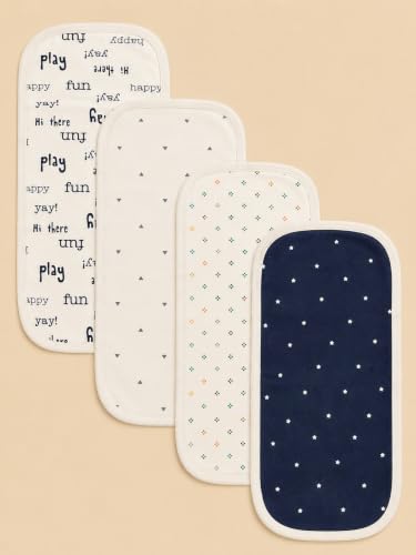Image of TuddyBuddy Baby Burp Cloth Towel Napkins for Baby Large 17x12 Inches, Premium Double Layer 100% Cotton (4 Pcs Burp Towels, Beige - Play)