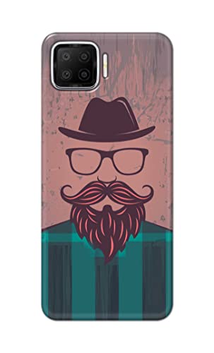 Image of PRINTFIDAA Man Icon with Beard Shirt Hipster Printed Designer Hard Case for Oppo F17 Back Cover -(e) RPM1001