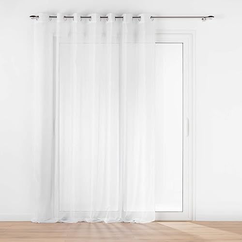 Douceur d'Intérieur, Voilage XXL à Oeillets Grande Largeur (240 x 240 cm) Lissea Blanc, Voile Sablé